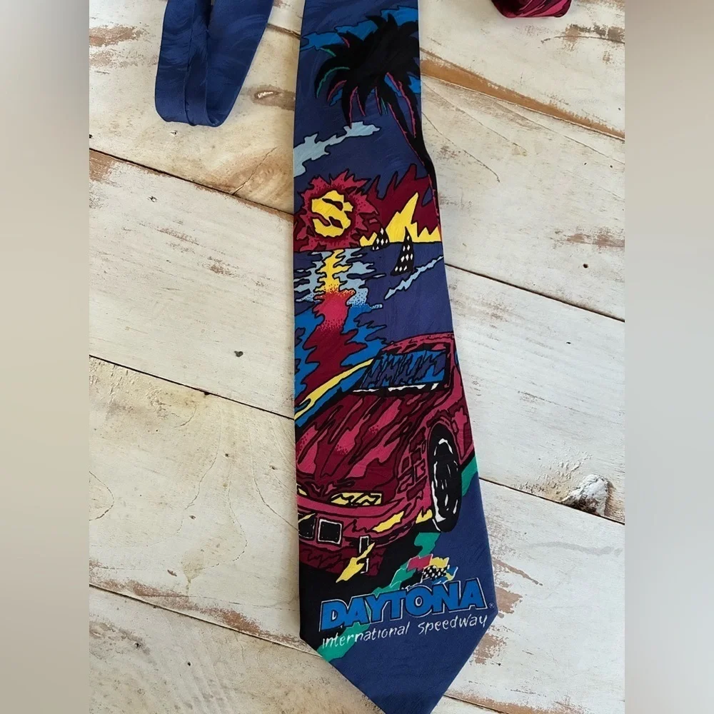 WIN LOSE or TIE Daytona International Speedway NASCAR Florida retro 80s neck tie